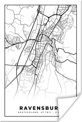 Produktbild von MuchoWow® Poster Karte - Karte - Revensburg - Stadtplan 40x60 cm - Plakate für die Wand - Poster Babyzimmer