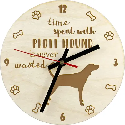 Image de Plott's Hound - horloge avec chien, horloge en bois gravée, horloge personnalisée Art-Dog