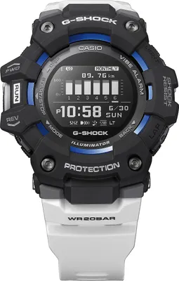 A Casio G-Shock watch is displayed front and center against a white background.