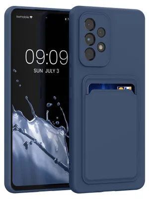 Produktbild von kwmobile Handyhülle für Samsung Galaxy A53 5G Hülle mit Kartenfach - TPU Case - Kabelloses Laden - Schutzhülle Cover in Dunkelblau