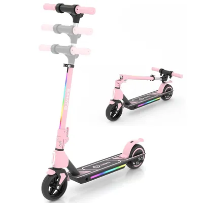 Produktbild von Elektroroller Kinder 3-Fach Höhenverstellbar, Faltbar Elektroscooter, LED Display, Reichweite 5-8KM, 14 km/h, 130W, Pedal Licht – E-Scooter Rosa