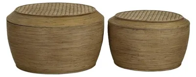 Produktbild von Pomax Tambou 2er-Set Couchtisch, Natur, Ø 60/70 x H 35/40 cm