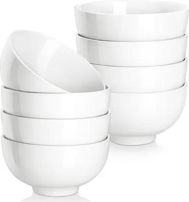 Image de MALACASA, Série Regular, Set de 8 bols en porcelaine, 300ml blanc crème Bol Bol à riz Bol à soupe Bol à céréales