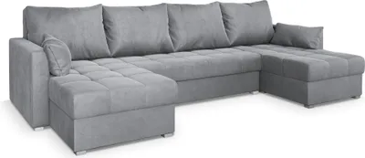 Produktbild von Masseno Ecksofa NAKO M mit Schlaffunktion U-Form, Sofa mit Bettkasten, Wohnzimmersofa, Couch, Soffa, Bettsofa, Couchgarnitur- Hellgrau, MONOLITH 84