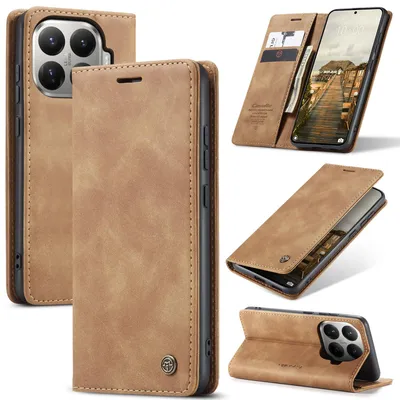 Produktbild von Hülle für Xiaomi 17T Retro Kunstledertasche mit Standfunktion Schutzhülle Braun