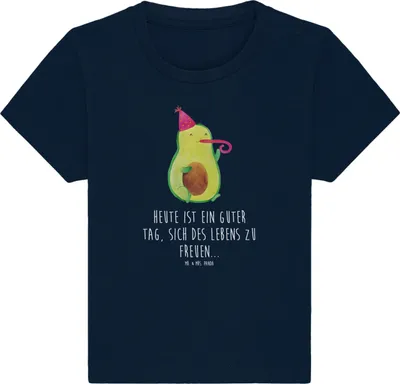 Produktbild von Mr. & Mrs. Panda Babyshirt Avocado Feier 24. - 36. Monat - French Navy - Geschenk,  T-Shirt, Geburtstag, Kinder, Gute Laune, Party, Kleinkind, Fete, Baby Baumwollshirt