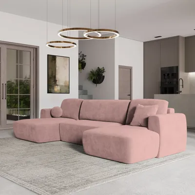 Produktbild von Masseno Ecksofa SENTUM K mit Schlaffunktion U-Form, Sofa mit Bettkasten, Wohnzimmersofa, Couch, Soffa, Bettsofa, Couchgarnitur- Rosa, KRONOS 27