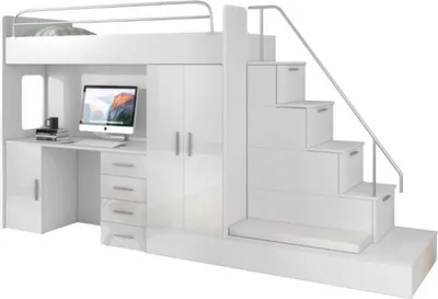 Immagine prodotto di Letto a castello bianco per bambini Letto a castello Doppio letto a castello Mobili di alta qualità