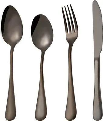 Image de Set de couverts en acier inoxydable, 4 pièces - Noir