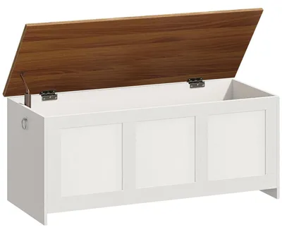 Zdjęcie produktu dla Ławka z miejscem do przechowywania, 110 cm, biały, orzech, wymiary: 110 x 40 x 41 cm