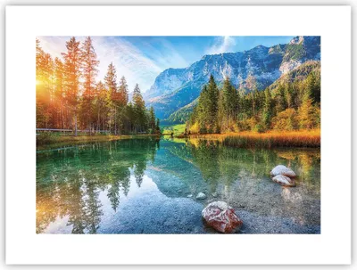 Produktbild von Poster - Poster ohne Rahmen - Landschaft Berge Morgendämmerung - 40x30 cm - Wand Bild - Wanddeko - Wandbilder - Kunstposter - Wandposter - Bilder - Kunstdruck - Wanddekoration - P2XAA40x30-4456