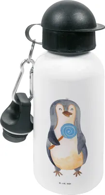 Produktbild von Mr. & Mrs. Panda Trinkflasche Pinguin Lolli - Weiß - Geschenk, Rabauke, Sportflasche, Wasserflasche, Naschen, Kinder, outdoor, Süßigkeiten, Spruch, Heißhunger