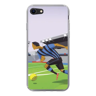 Produktbild von MuchoWow® Handyhülle Schutzhülle Hülle für iPhone 8 Eine Illustration von Spielern, die in einem Stadion Fußball spielen - Junge - Mädchen - Kinder Silikon Softcase Handy Hülle - Schutzhaube