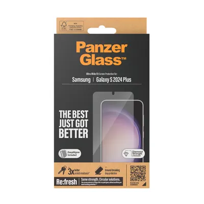 Produktbild von PanzerGlass ® Displayschutz Samsung Galaxy S24+ | Ultra-Wide Fit m. EasyAligner, Samsung, Samsung - Galaxy S24 Plus, Trockene Anwendung, Kratzresistent, Schockresistent, Transparent, 1 Stück(e)