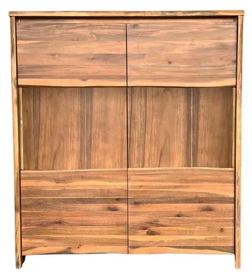 Produktbild von Highboard 131x147cm 'Dakar' Akazie massiv lackiert Glas