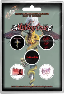 Image de Motley Crue - Set de pin's "Dr Feelgood" 5er-Pack - Plastique, Métal RO487 (Taille unique) (Blanc/Rouge/Noir)