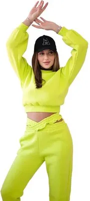 Produktbild von Isoliertes Set mit kurzem Sweatshirt in Pistaziengrün