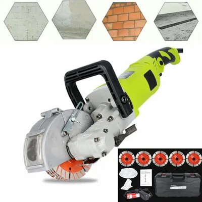 Obrázek produktu pro Elektrická drážkovací fréza – beton/cihly – 4000 W – hloubka frézování 0–3,7 cm – zástrčka EU – 5 řezacích kotoučů – vodní čerpadlo – zelená