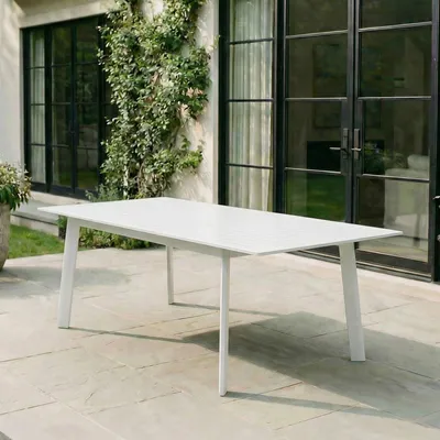 Produktbild von Gartentisch VERANO ausziehbar mit Butterflysystem, 180 - 260 x 75 x 103 cm, weiß, Aluminium - wetterfest, stabil - Terassentisch, Balkontisch
