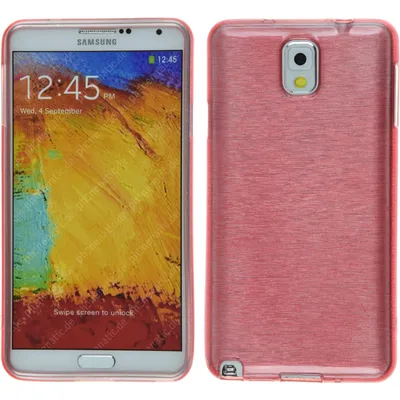 Produktbild von PhoneNatic Case kompatibel mit Samsung Galaxy Note 3 - rosa Silikon Hülle brushed + 2 Schutzfolien