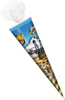Produktbild von Schultüte / Zuckertüte / 35cm / rund / Tüllverschluss / "Schaufelradbagger"