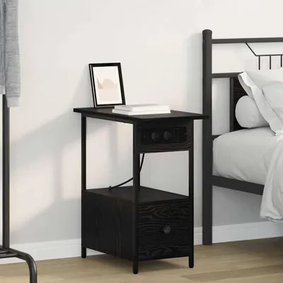 Image de vidaXL Table de chevet noir aspect chêne 60 x 30 x 61 cm en aggloméré