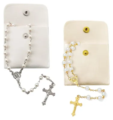 Immagine prodotto di Rosario cattolico, 2 pezzi. Perline bianche per rosario, collana cattolica