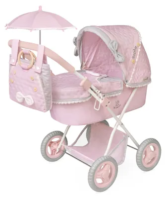 Klappbarer Puppenwagen mit Sonnenschirm, 48x26 cm, rosa