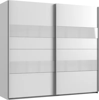 Produktbild von Kleiderschrank "Altona2" aus Spanplatte in Weiß mit 2 Türen und 4 Einlegeböden. Abmessungen (B/H/T) 225x210x65 cm
