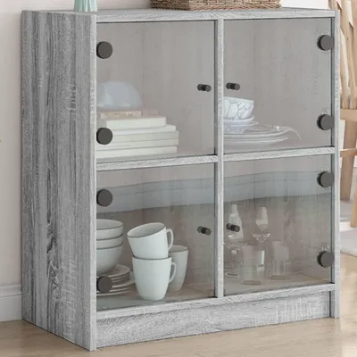 Produktbild von vidaXL Beistellschrank mit Glastüren Grau Sonoma 68x37x75,5 cm