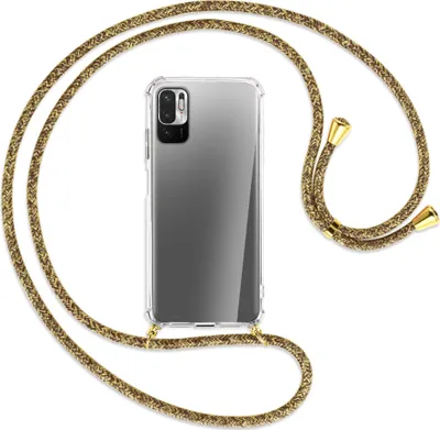 Produktbild von Handykette Backcover-Schutzhülle mit Band (Metall goldfarben) für Xiaomi Redmi Note 10 5G - braun+beige