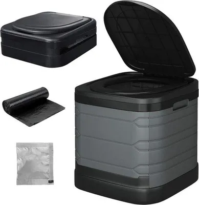 Productafbeelding van Campingtoilet Opvouwbaar - Mobiel WC - Outdoor Gebruik - Groot Draagvermogen - 42 x 46 x 44 cm - Grijs