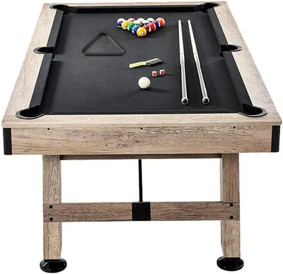 Produktbild von 7-Fuß Billardtisch, verstetzbare Beine, inklusive Bälle, Queue, Kreide und Bürste, Holzrahmen mit schwarzem Tuch, ideal für Spielzimmer, Familien, Kinder und Erwachsene