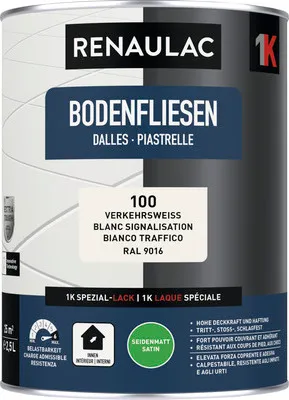 Produktbild von RENAULAC Bodenfliesenfarbe seidenmatt verkehrsweiss 2.5 l
