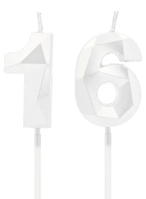 Productafbeelding van Set van 2 verjaardagscandles met het cijfer 16 voor taartdecoratie