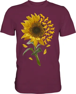 Produktbild von Pferde Sonnenblumen T-Shirt Gärtner Reiter Geschenk Garten – Burgundy / L