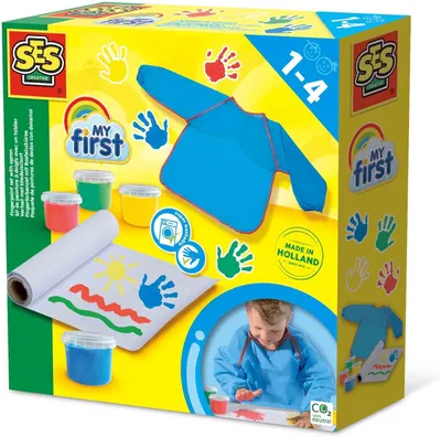 Produktbild von SES Creative My First 14449 - Fingerfarbenset: Kreatives Malen und Basteln für Kleinkinder, Blau, Rot, Gelb, Grün, Gluten-frei