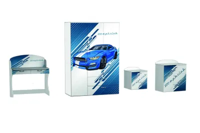 Produktbild von Autobett Kinderzimmer Garage in blau