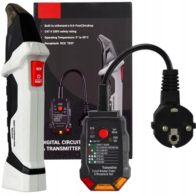 Produktbild von Sicherungsfinder SENDER & EMPFÄNGER Berührungsloser Phasenprüfer mit RCD TEST ES-260 ESCO