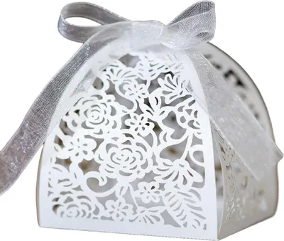 Produktbild von 50 Pack Laser Cut Rosen Hochzeit Gunst Boxen, Mini Geschenk-Boxen Für Bridal Shower Jahrestag Geburtstag Party Hochzeit Gunst