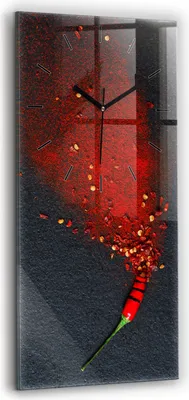 Produktbild von Wallfluent Wanduhr – Stilles Quarzuhrwerk - Uhr Dekoration Wohnzimmer Schlafzimmer Küche - Zifferblatt mit Strichen - schwarze Zeiger - 30x60 cm - Rotes Pfeffergewürz