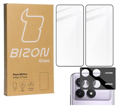 A product box and screen protectors for a Xiaomi Poco X6 Pro phone.