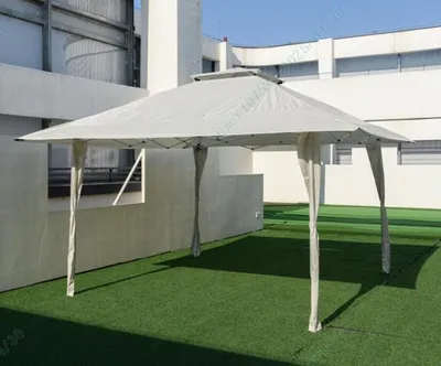 Produktbild von COSTWAY Pop Up Pavillon 4x4m, Gartenpavillon höhenverstellbar mit Doppeldach & Tragetasche, Faltpavillon Gartenzelt Partyzelt wasserdicht Khaki