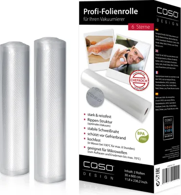 Produktbild von CASO Folienrollen 30x600cm, 2 Stück, sehr stark & reißfest, für ein optimales Vakuum
