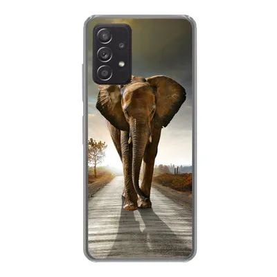 Produktbild von MuchoWow® Handyhülle Schutzhülle Hülle für Samsung Galaxy A53 5G Elefant - Straße - Tiere - Sonnenuntergang - Landschaft Silikon Softcase Handy Hülle - Schutzabdeckung