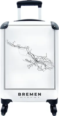 Produktbild von MuchoWow® MuchoWow® Koffer Handgepäck Trolley Rollkoffer Kleine Reisekoffer mit 4 Rollen - Karte - Stadtplan - Bremen - Deutschland - Schwarz und weiß - Cabin Size < 55x40x23 cm & 55x40x20 cm - Fotoko