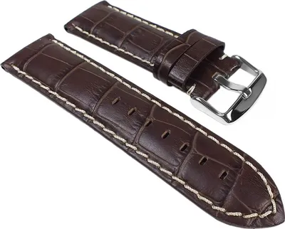 Produktbild von Eulit Guinea Chrono Uhrenarmband | Leder dunkelbraun Krokoprägung, Stegbreite:20mm