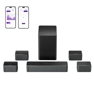 Produktbild von ULTIMEA 7.1 Virtueller Surround Sound System für TV, Spitzenleistung 410W, Soundbar mit einstellbarem Subwoofer und Surround-Box, APP-Steuerung