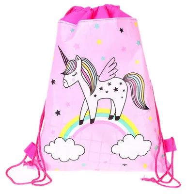 Image de Sac à chaussures d'école Licorne Arc-en-ciel Costume de gymnastique Rose 35x27cm