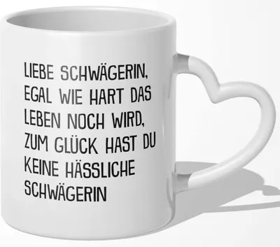 Produktbild von 22Feels Schwägerin Geschenk von Schwägerin Hochzeit Idee Frauen Tasse Weihnachten Geburtstag Haferl Kaffeetasse Beste Familie (Herzhenkel Weiss)